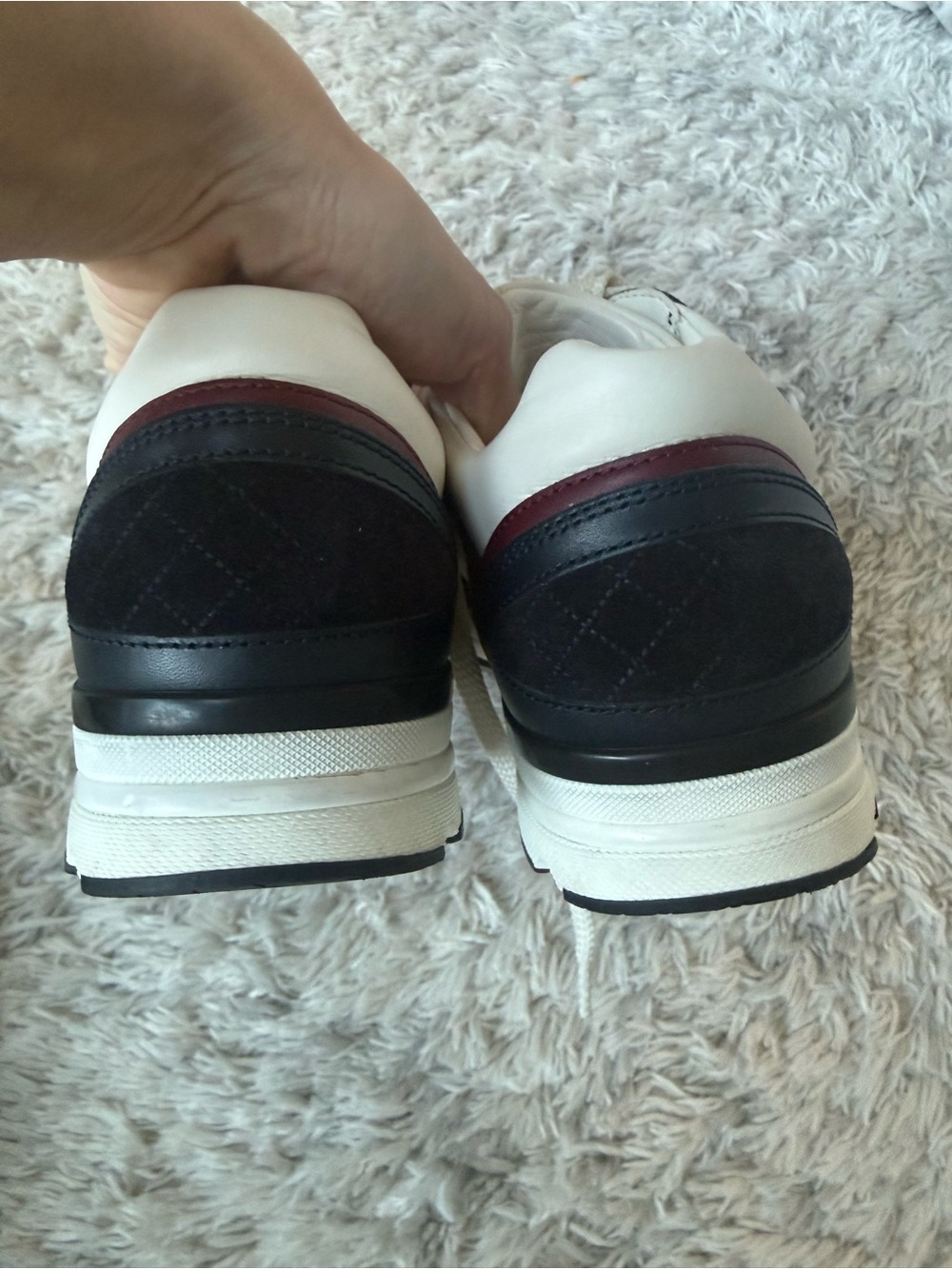 CHANEL Multicolor Leather Lace-Up Sneakers in White, Black & Burgundy - Picture 7 of 8